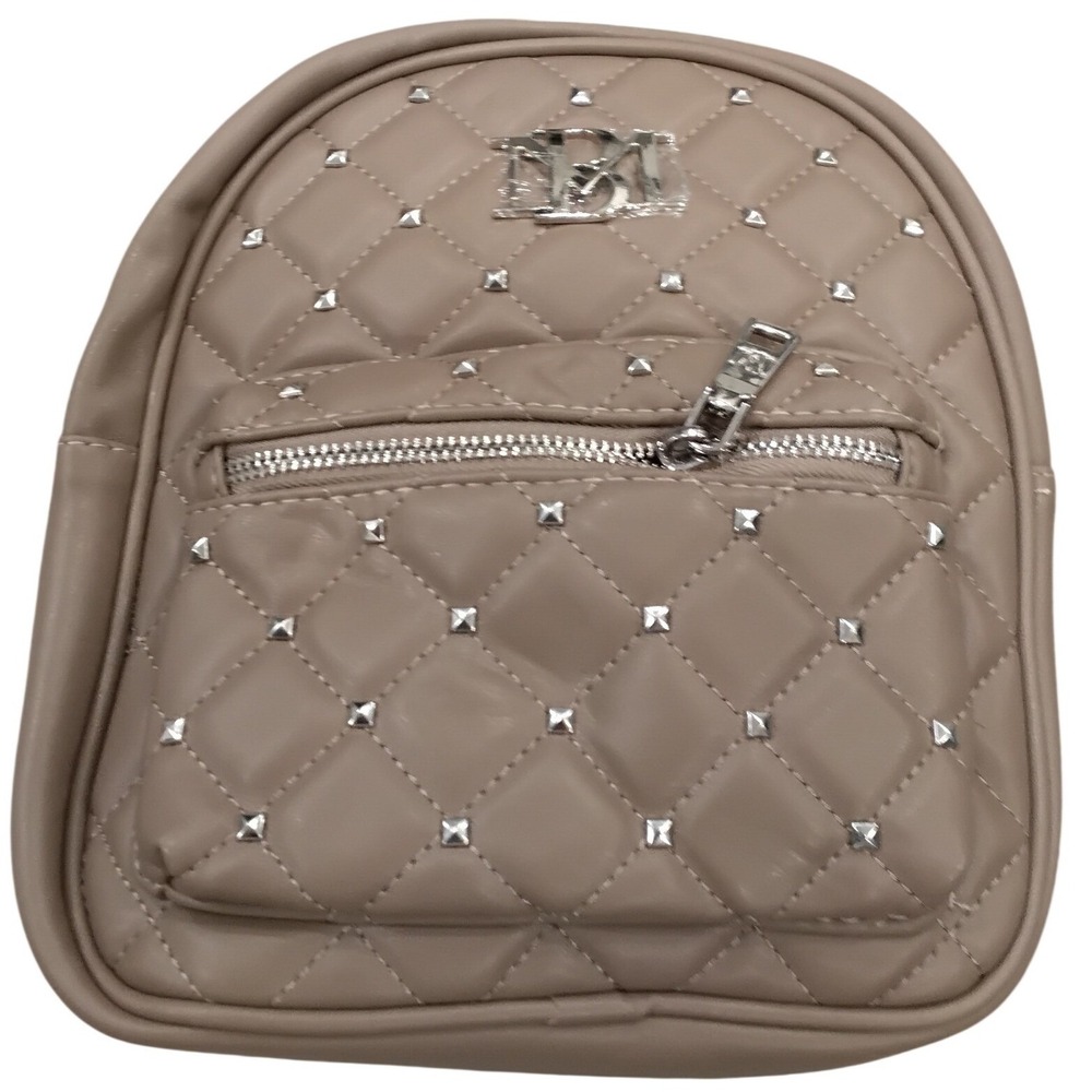 Badgley Mischka Mini Studded Backpack Dark Taupe Quilted BM8-104 NEW